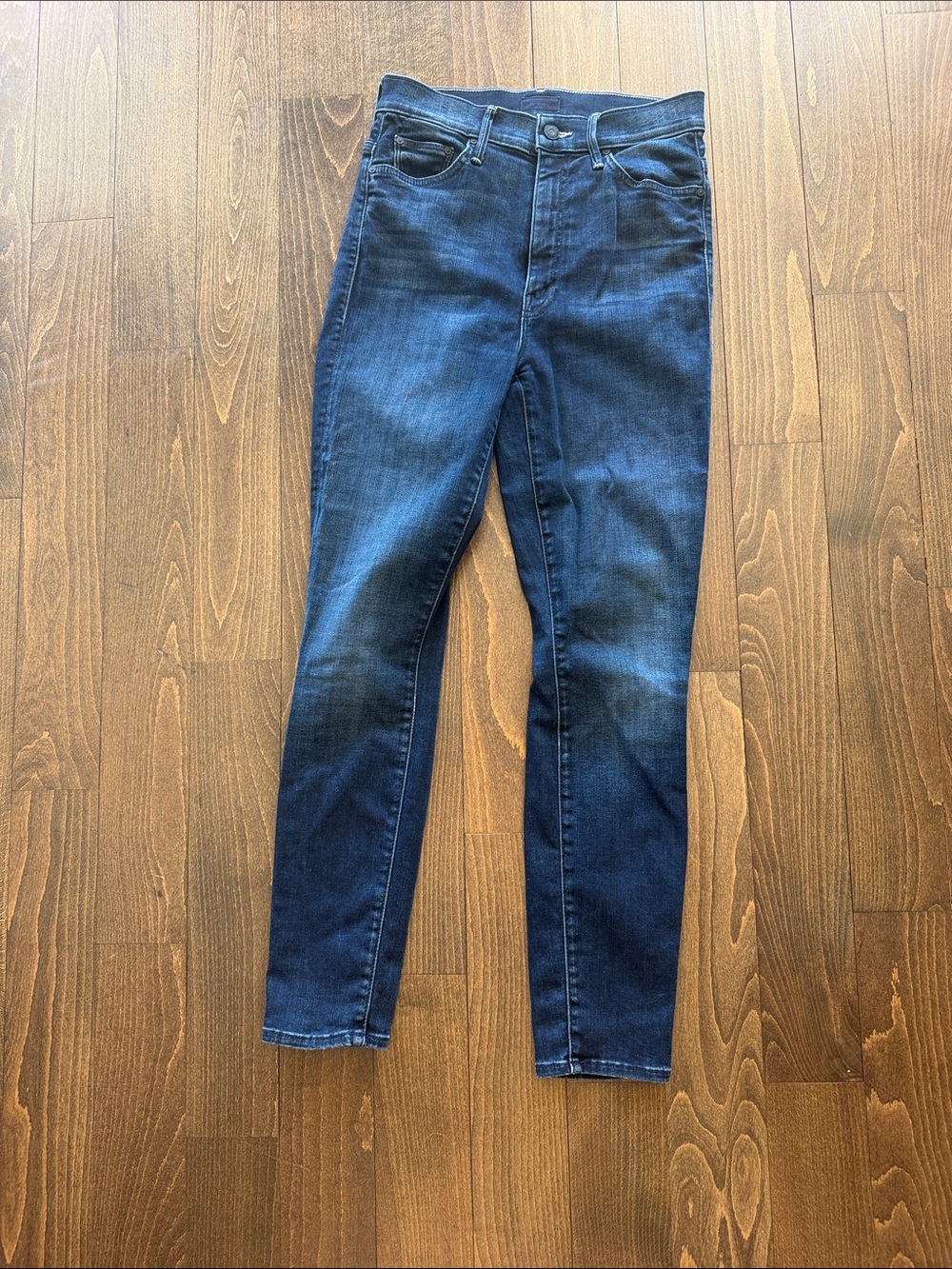 MOTHER Dark Blue High-Rise Skinny Jeans